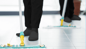 Floor buffing machine on hard floor
